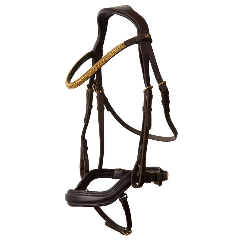 Horze Highbury Anatomical Crystal Dressage Bridle - Dark Brown - Image 3