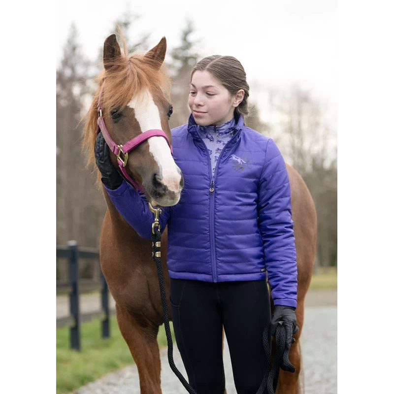 Kerrits Kids' Pony Tracks Reversible Quilted Jacket - Huckleberry Run Free/Iris - Image 4