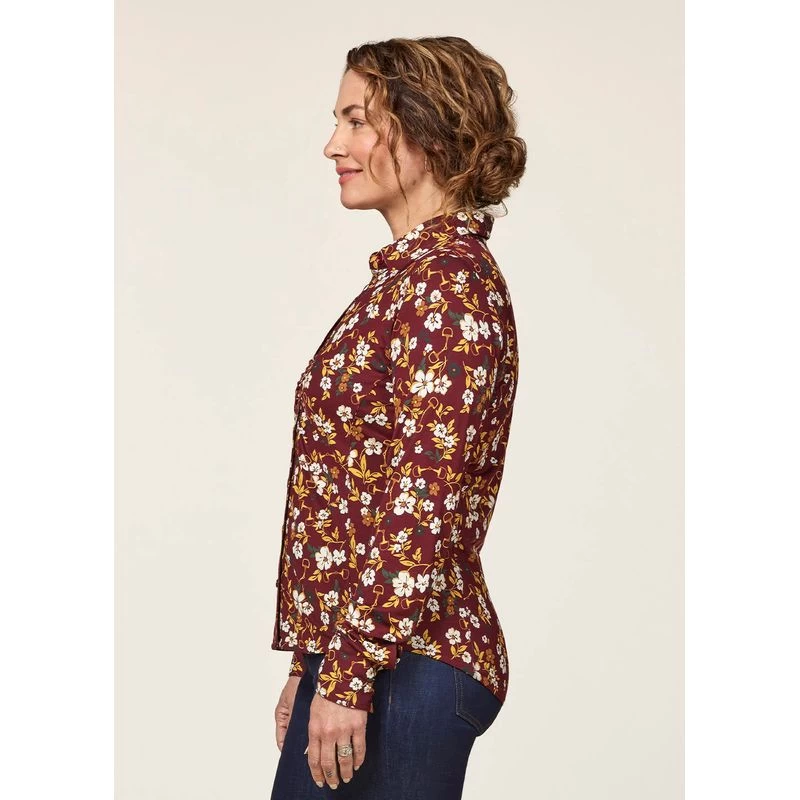 EQL Women's Ruched Button Front Long Sleeve Shirt - Sangria Snaffle Floral - Image 3