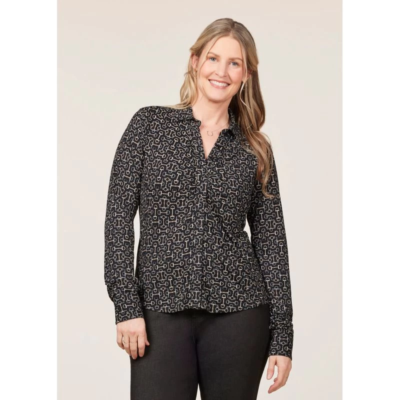 EQL Women's Ruched Button Front Long Sleeve Shirt - Black Mixed Bits - Image 2