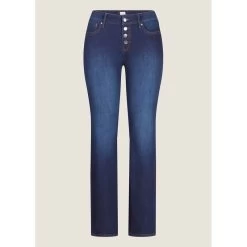 EQL Women's In Motion Button Fly Straight Leg Jeans - Midnight Wash